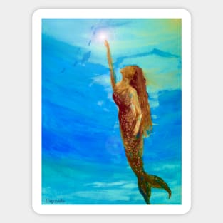 Fantasy Mermaid Swims Towards the Light Sticker